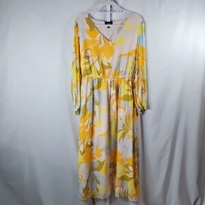 MSK Yellow and Cream Floral Maxi Dress Size 1X
